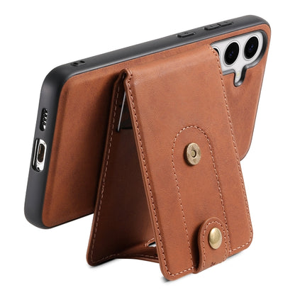 For Samsung Galaxy S24+ 5G Denior D14 NK Retro Pattern MagSafe Magnetic Card Holder Leather Phone Case(Brown) - Galaxy S24+ 5G Cases by Denior | Online Shopping UK | buy2fix