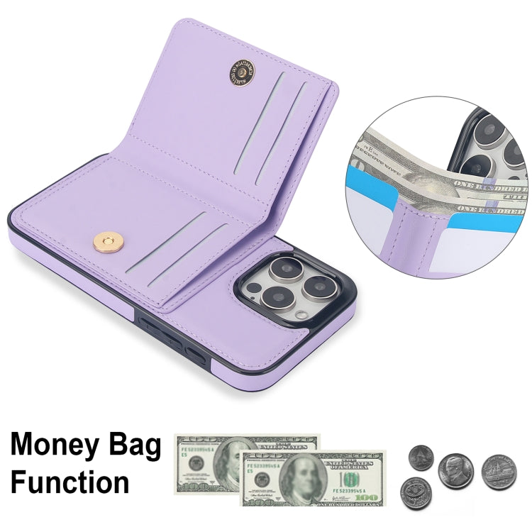 For iPhone 16 Pro RFID Anti-theft Card Ring Holder Phone Case(Purple) - iPhone 16 Pro Cases by buy2fix | Online Shopping UK | buy2fix