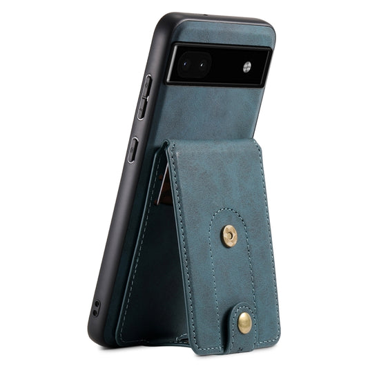 For Google Pixel 6a Denior D14 NK Retro Pattern MagSafe Magnetic Card Holder Leather Phone Case(Blue) - Google Cases by Denior | Online Shopping UK | buy2fix