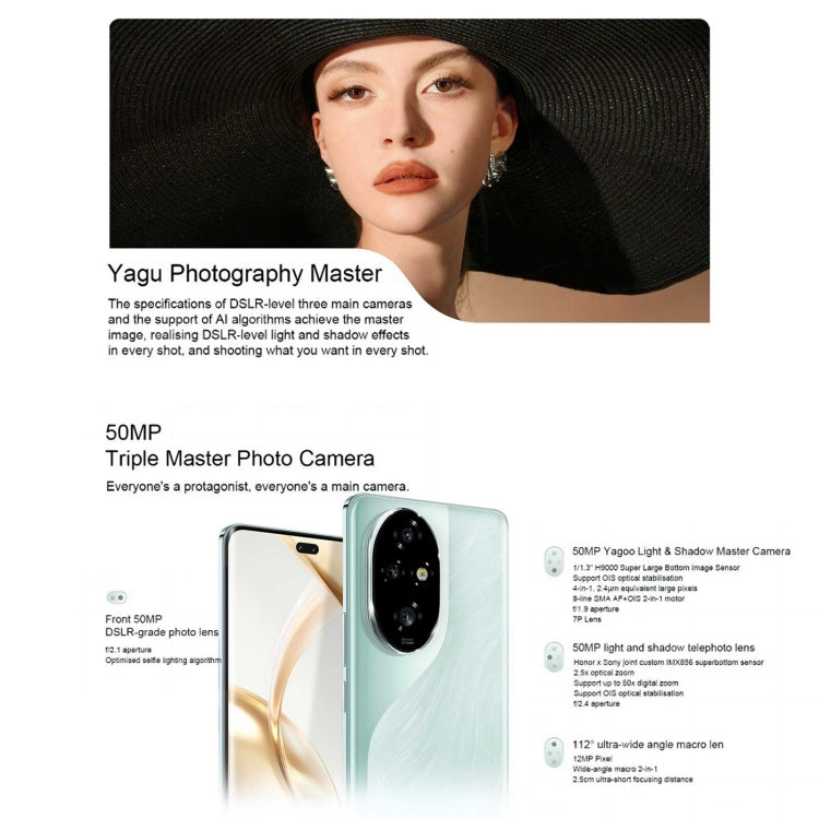 Honor 200 Pro, 12GB+512GB, Screen Fingerprint Identification, 6.78 inch MagicOS 8.0 Snapdragon 8s Gen 3 Octa Core, Network: 5G, NFC, OTG(Black) - Honor by Huawei | Online Shopping UK | buy2fix