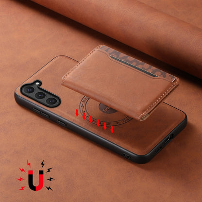 For Samsung Galaxy S23 5G Denior D13 Retro Texture Leather MagSafe Card Bag Phone Case(Brown) - Galaxy S23 5G Cases by Denior | Online Shopping UK | buy2fix