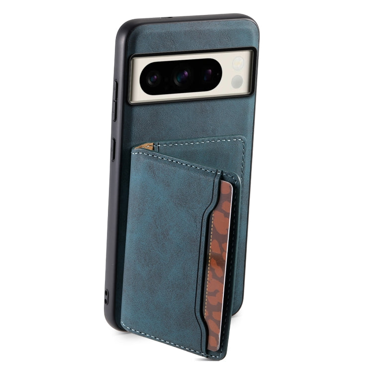 For Google Pixel 8 Pro Denior D13 Retro Texture Leather MagSafe Card Bag Phone Case(Blue) - Google Cases by Denior | Online Shopping UK | buy2fix