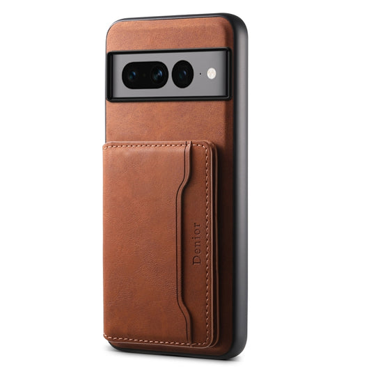 For Google Pixel 7 Pro 5G Denior D13 Retro Texture Leather MagSafe Card Bag Phone Case(Brown) - Google Cases by Denior | Online Shopping UK | buy2fix
