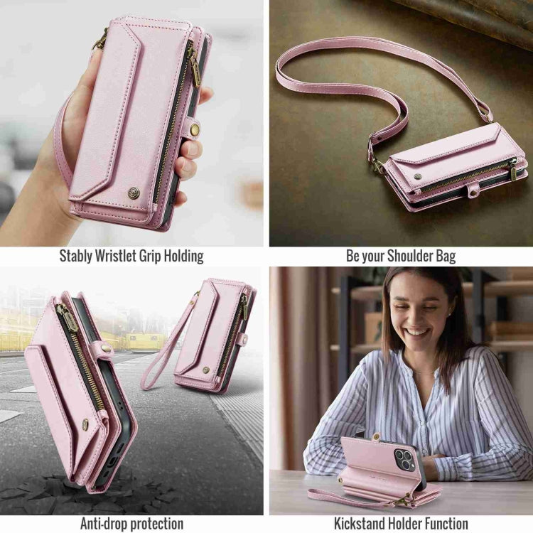 For iPhone 14 Pro CaseMe C36 Card Slots Zipper Wallet RFID Anti-theft Leather Phone Case(Pink) - iPhone 14 Pro Cases by CaseMe | Online Shopping UK | buy2fix