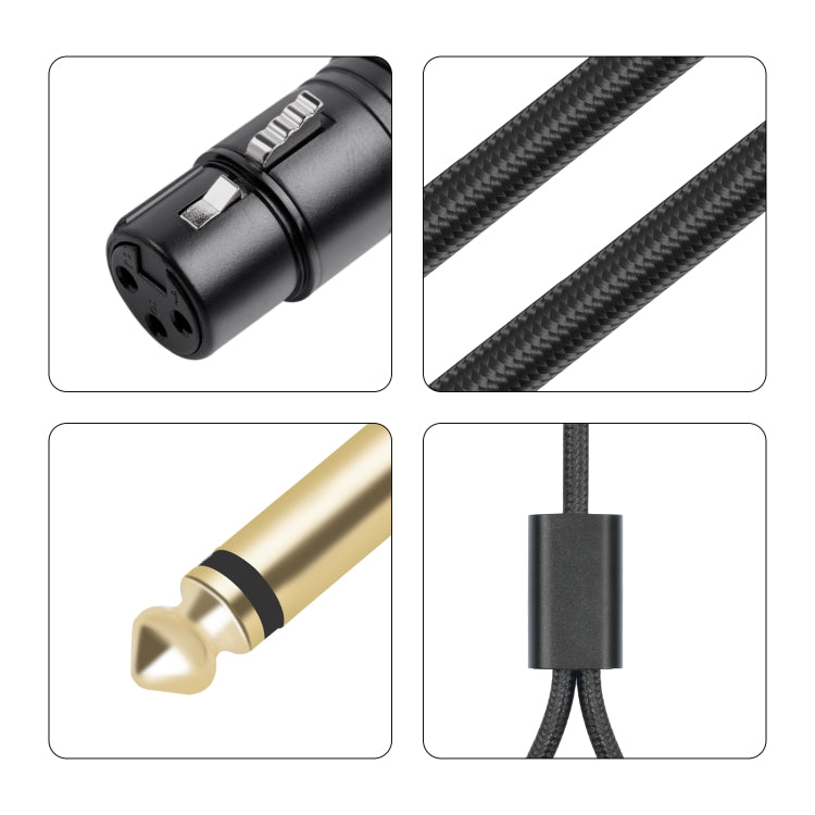 2020Y63 XLR Female to Dual 6.35mm 1/4 TRS Male Y-type Audio Cable, Length:3m(Black) - Microphone Audio Cable & Connector by buy2fix | Online Shopping UK | buy2fix