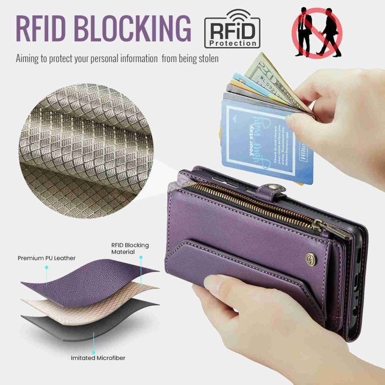 For Samsung Galaxy A32 5G CaseMe C36 Card Slots Zipper Wallet RFID Anti-theft Leather Phone Case(Purple) - Galaxy Phone Cases by CaseMe | Online Shopping UK | buy2fix