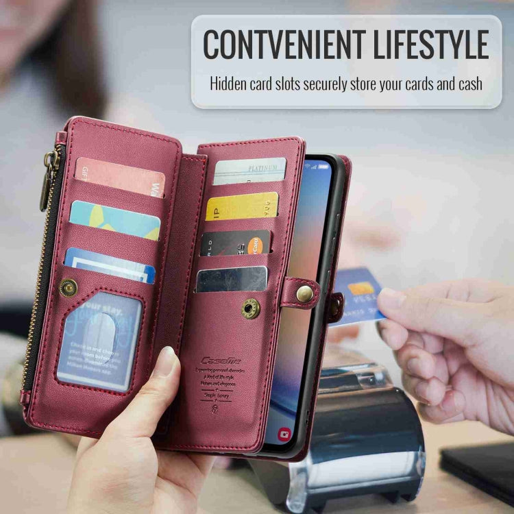 For Samsung Galaxy A34 5G CaseMe C36 Card Slots Zipper Wallet RFID Anti-theft Leather Phone Case(Wine Red) - Galaxy Phone Cases by CaseMe | Online Shopping UK | buy2fix