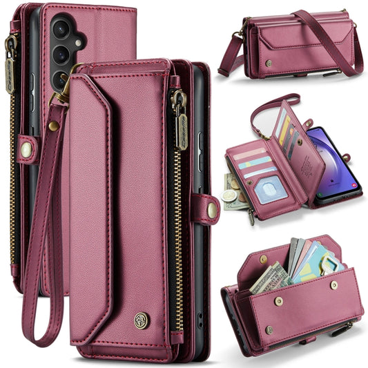 For Samsung Galaxy A54 5G CaseMe C36 Card Slots Zipper Wallet RFID Anti-theft Leather Phone Case(Wine Red) - Galaxy Phone Cases by CaseMe | Online Shopping UK | buy2fix