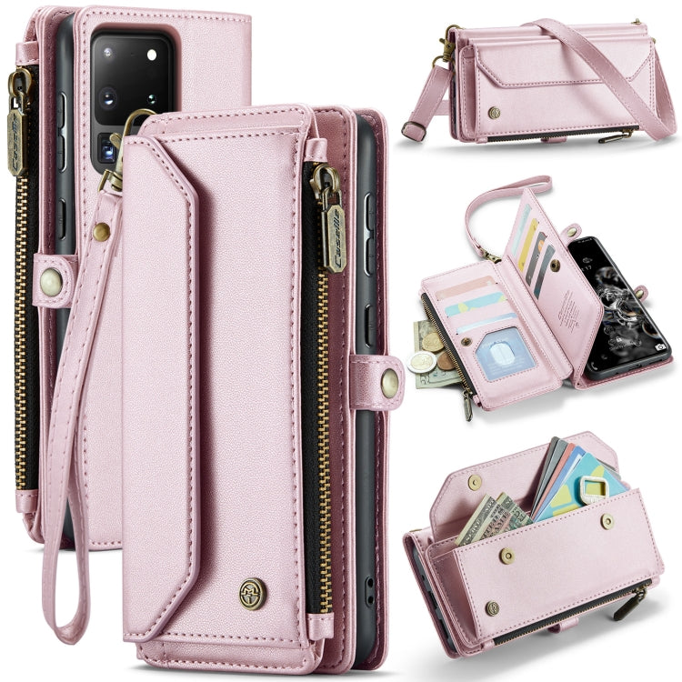 For Samsung Galaxy S20 Ultra CaseMe C36 Card Slots Zipper Wallet RFID Anti-theft Leather Phone Case(Pink) - Galaxy Phone Cases by CaseMe | Online Shopping UK | buy2fix