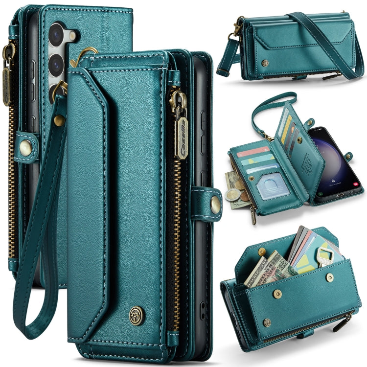 For Samsung Galaxy S23+ 5G CaseMe C36 Card Slots Zipper Wallet RFID Anti-theft Leather Phone Case(Blue-green) - Galaxy S23+ 5G Cases by CaseMe | Online Shopping UK | buy2fix