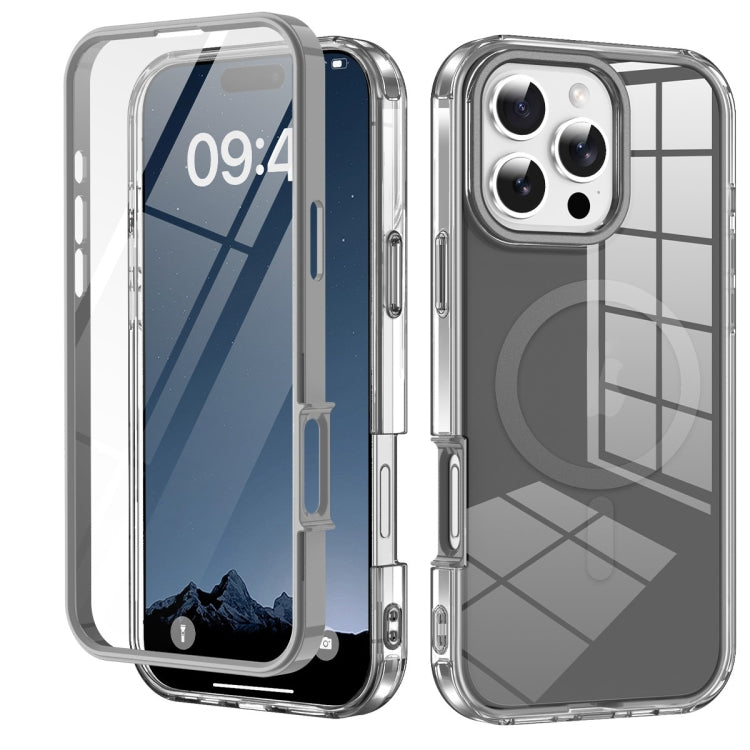 For iPhone 16 Pro Colorful MagSafe Magnetic PC Hybrid TPU Phone Case(Grey) - iPhone 16 Pro Cases by buy2fix | Online Shopping UK | buy2fix