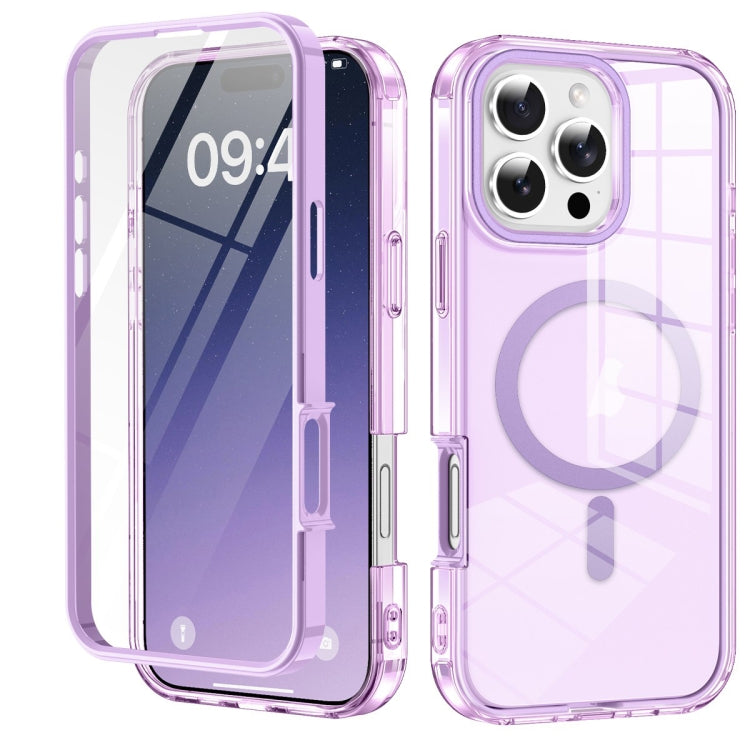 For iPhone 16 Pro Colorful MagSafe Magnetic PC Hybrid TPU Phone Case(Light Purple) - iPhone 16 Pro Cases by buy2fix | Online Shopping UK | buy2fix