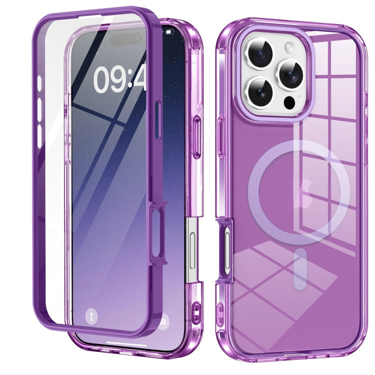 For iPhone 16 Pro Colorful MagSafe Magnetic PC Hybrid TPU Phone Case(Dark Purple) - iPhone 16 Pro Cases by buy2fix | Online Shopping UK | buy2fix