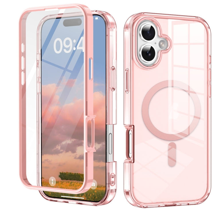 For iPhone 16 Plus Colorful MagSafe Magnetic PC Hybrid TPU Phone Case(Pink) - iPhone 16 Plus Cases by buy2fix | Online Shopping UK | buy2fix