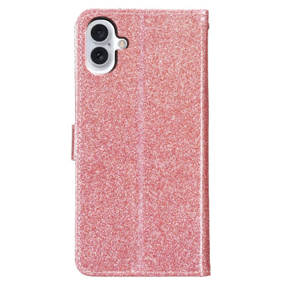 For iPhone 16 Plus Glitter Powder Flip Leather Phone Case(Rose Gold) - iPhone 16 Plus Cases by buy2fix | Online Shopping UK | buy2fix