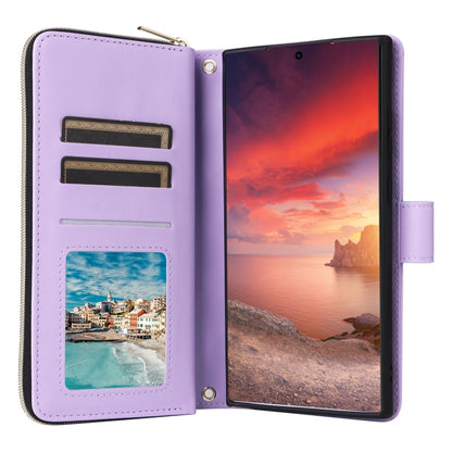 For Samsung Galaxy S25 Ultra 5G Crossbody Rhombic Zipper Tower Buckle Leather Phone Case with Lanyard(Purple) - Galaxy S25 Ultra 5G Cases by buy2fix | Online Shopping UK | buy2fix