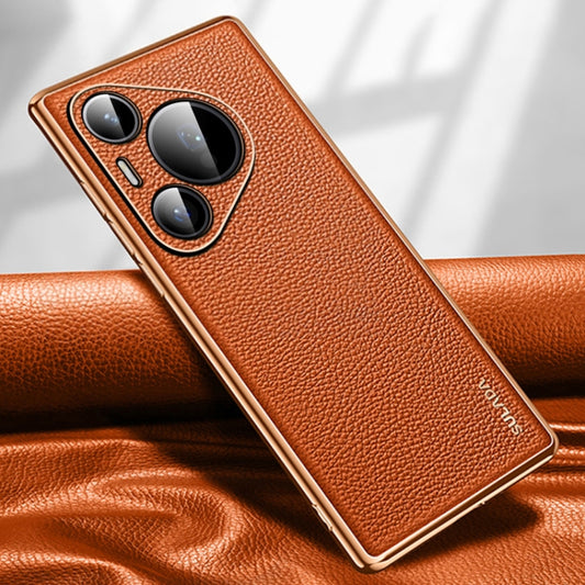 For Huawei Pura 70 Pro SULADA TPU + Litchi Texture Leather Phone Case(Orange) - Huawei Cases by SULADA | Online Shopping UK | buy2fix