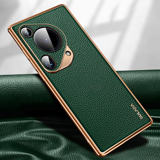 For Huawei Pura 70 Ultra SULADA TPU + Litchi Texture Leather Phone Case(Green) - Huawei Cases by SULADA | Online Shopping UK | buy2fix