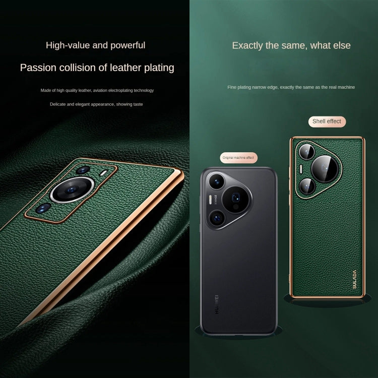 For Huawei Pura 70 SULADA TPU + Litchi Texture Leather Phone Case(Green) - Huawei Cases by SULADA | Online Shopping UK | buy2fix