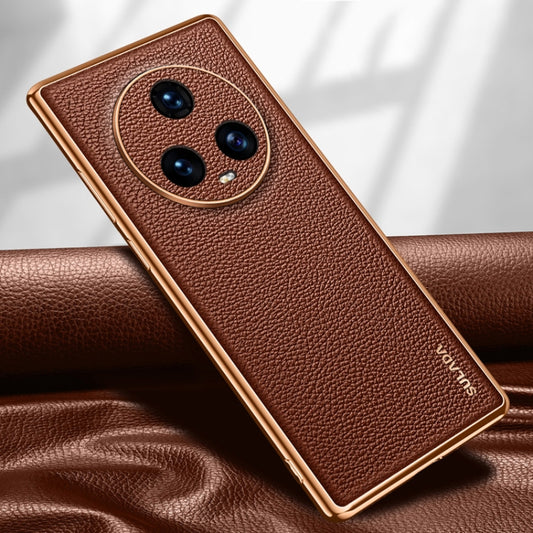 For Honor Magic5 SULADA TPU + Litchi Texture Leather Phone Case(Brown) - Honor Cases by SULADA | Online Shopping UK | buy2fix