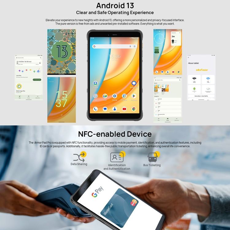 Ulefone Armor Pad Pro Rugged Tablet PC, 8GB+128GB, 8 inch Android 13 MediaTek MT8788 Octa Core 4G Network, EU Plug(Black) - Other by Ulefone | Online Shopping UK | buy2fix