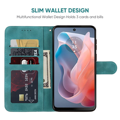 For Motorola Moto G Play 4G 2024 Skin Feel Geometric Lines Leather Phone Case(Green) - Motorola Cases by buy2fix | Online Shopping UK | buy2fix