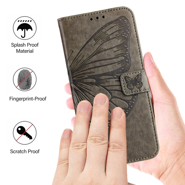 For Blackview Shark 8 Embossed Butterfly Leather Phone Case(Grey) - More Brand by buy2fix | Online Shopping UK | buy2fix