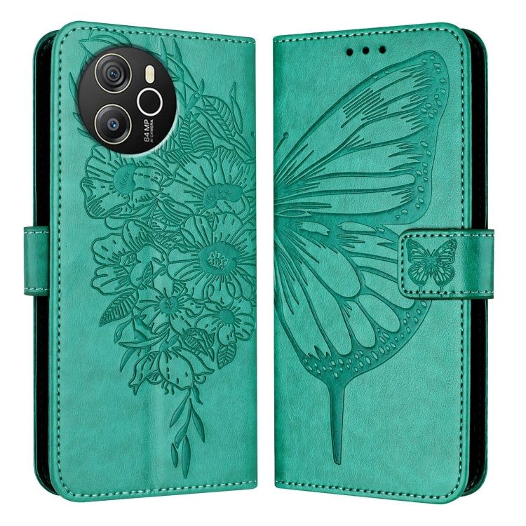 For Blackview Shark 8 Embossed Butterfly Leather Phone Case(Green) - More Brand by buy2fix | Online Shopping UK | buy2fix