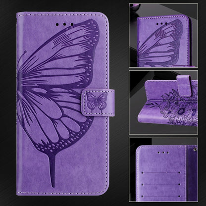 For Blackview Color 8 Embossed Butterfly Leather Phone Case(Purple) - More Brand by buy2fix | Online Shopping UK | buy2fix