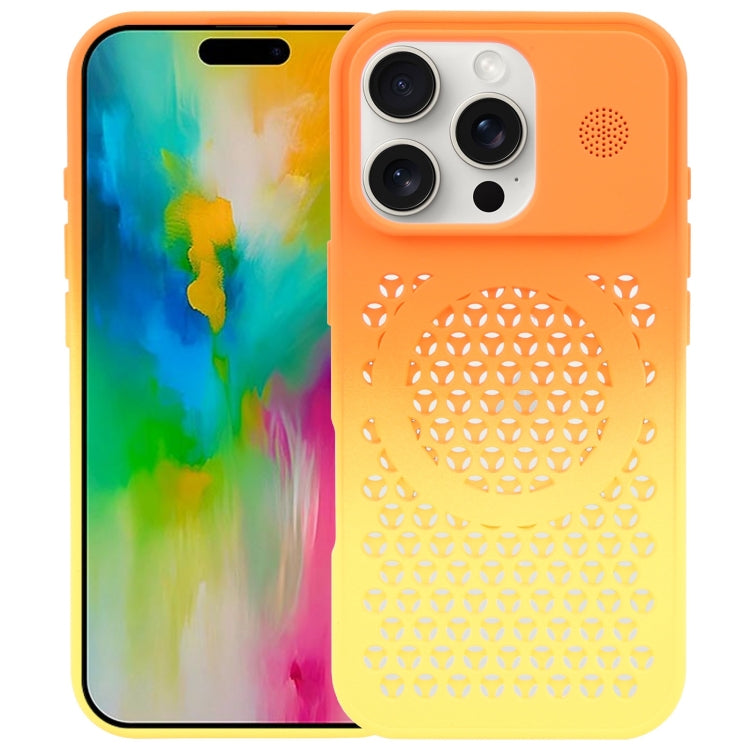 For iPhone 16 Pro Gradient Color Honeycomb Aromatherapy MagSafe Phone Case(Orange Yellow) - iPhone 16 Pro Cases by buy2fix | Online Shopping UK | buy2fix