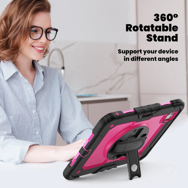 For iPad Pro 11 2024 Silicone Hybrid PC Tablet Case with Shoulder Strap(Rose Red + Black) - iPad Pro 11 2024 Cases by buy2fix | Online Shopping UK | buy2fix