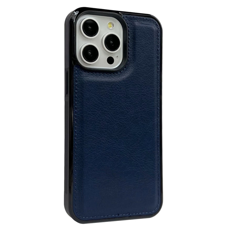 For iPhone 16 Pro Max Solid Color Metal Buckle Card Slots Bag Phone Case(Blue) - iPhone 16 Pro Max Cases by buy2fix | Online Shopping UK | buy2fix