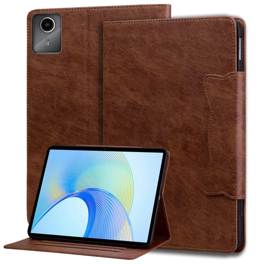 For Lenovo Xiaoxin Pad M11 2024 Cat Buckle Leather Tablet Case(Brown) - Lenovo by buy2fix | Online Shopping UK | buy2fix