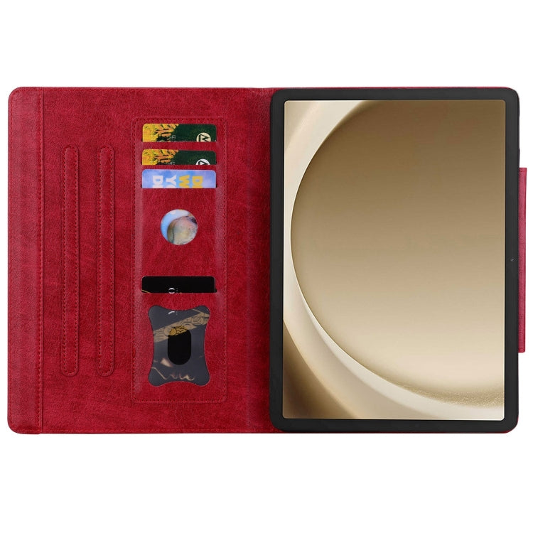 For Samsung Galaxy Tab S9 FE / S9 / S8 / S7 Cat Buckle Leather Smart Tablet Case(Red) - Galaxy Tab S9 Cases by buy2fix | Online Shopping UK | buy2fix