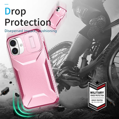 For iPhone 16 Sliding Camshield Phone Case(Pink + Rose Red) - iPhone 16 Cases by buy2fix | Online Shopping UK | buy2fix