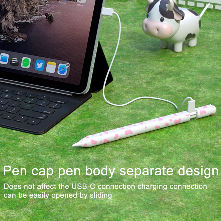 For Apple Pencil 1 Cow Pattern Stylus Silicone Protective Cover(Blue) - Pencil Accessories by buy2fix | Online Shopping UK | buy2fix