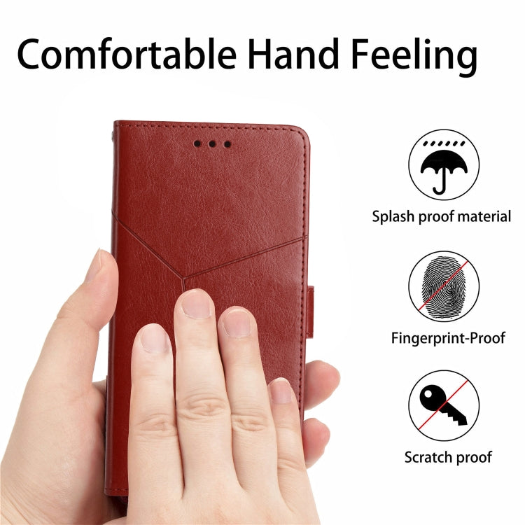 For Samsung Galaxy S25 Ultra 5G Y-shaped Pattern Flip Leather Phone Case(Brown) - Galaxy S25 Ultra 5G Cases by buy2fix | Online Shopping UK | buy2fix