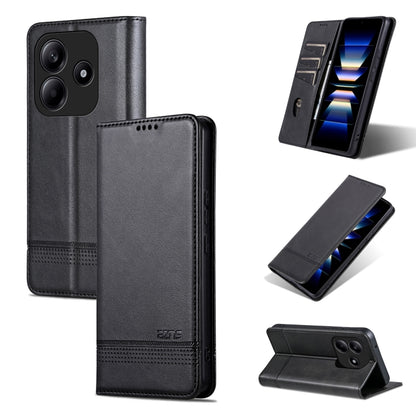 For Redmi Note 14 5G AZNS Magnetic Calf Texture Flip Leather Phone Case(Black) - Note 14 Cases by AZNS | Online Shopping UK | buy2fix