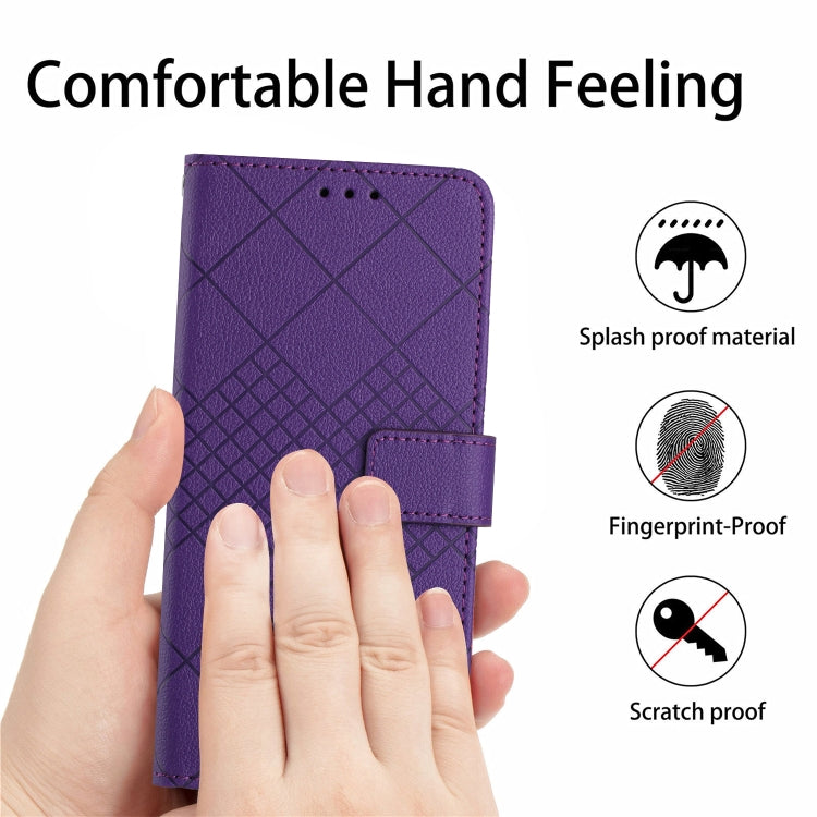 For Samsung Galaxy S25 Ultra 5G Rhombic Grid Texture Leather Phone Case(Purple) - Galaxy S25 Ultra 5G Cases by buy2fix | Online Shopping UK | buy2fix