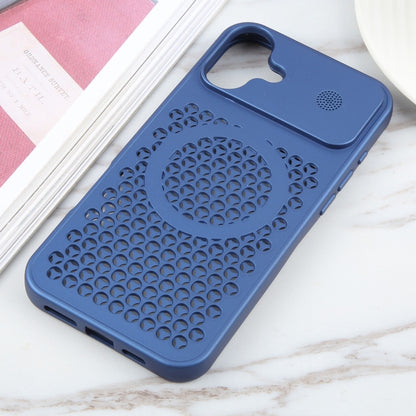 For iPhone 16 Pure Color Honeycomb Aromatherapy MagSafe Phone Case(Blue) - iPhone 16 Cases by buy2fix | Online Shopping UK | buy2fix