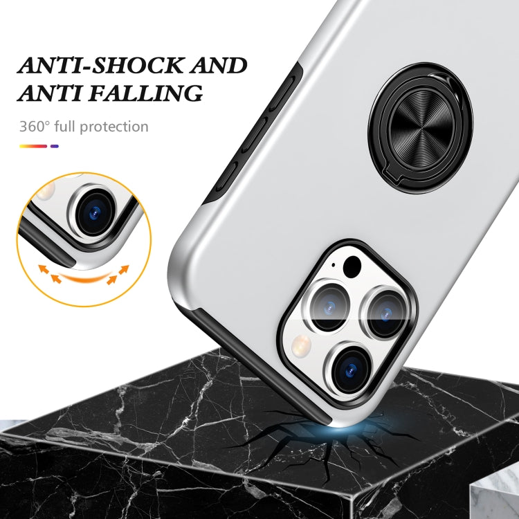 For iPhone 16 Pro Magnetic Ring Holder Phone Case(Silver) - iPhone 16 Pro Cases by buy2fix | Online Shopping UK | buy2fix