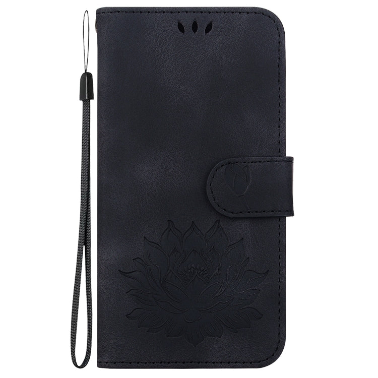 For Tecno Spark G0 2024 / Spark 20 Lotus Embossed Leather Phone Case(Black) - Tecno Cases by buy2fix | Online Shopping UK | buy2fix