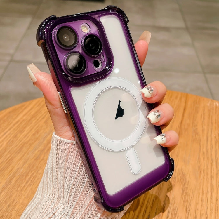 For iPhone 12 Pro Clear Acrylic + TPU MagSafe Magnetic Phone Case(Purple) - iPhone 12 / 12 Pro Cases by buy2fix | Online Shopping UK | buy2fix