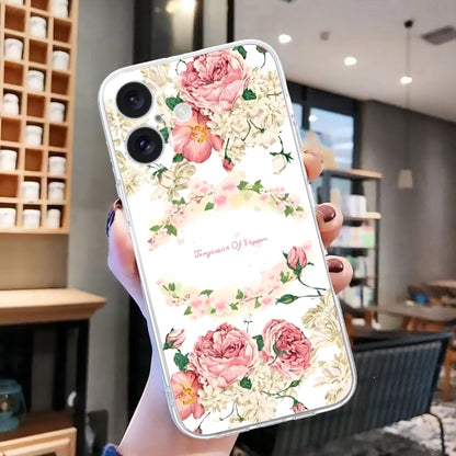 For iPhone 16 Colored Drawing Pattern Transparent TPU Phone Case(Rose) - iPhone 16 Cases by buy2fix | Online Shopping UK | buy2fix