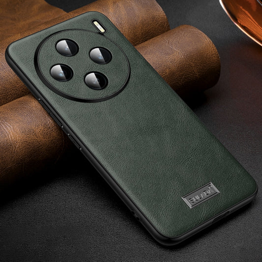 For vivo X100 SULADA Shockproof TPU + Handmade Leather Phone Case(Green) - vivo Cases by SULADA | Online Shopping UK | buy2fix