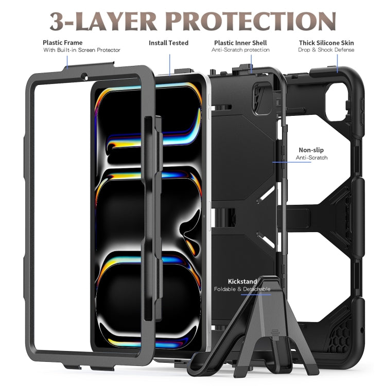 For iPad Pro 11 2024 Colorful Silicone Heavy Duty Hybrid PC Tablet Case(Black) - iPad Pro 11 2024 Cases by buy2fix | Online Shopping UK | buy2fix