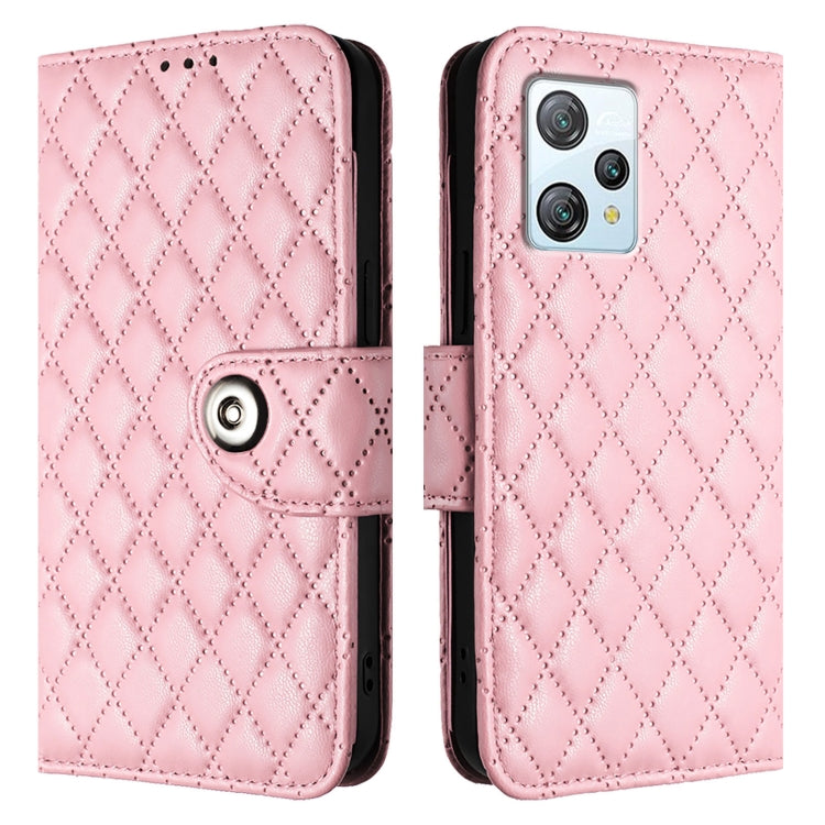 For Blackview A53 Rhombic Texture Flip Leather Phone Case with Lanyard(Pink) - More Brand by buy2fix | Online Shopping UK | buy2fix