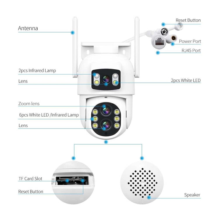 ESCAM QF500 5+5MP Motion Detection WiFi Intelligent 10X Optical Zoom Camera(EU Plug) - Dome Camera by ESCAM | Online Shopping UK | buy2fix