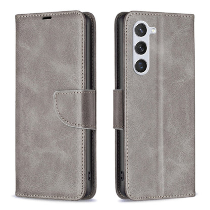 For Samsung Galaxy S25 5G Lambskin Texture Pure Color Flip Leather Phone Case(Grey) - Galaxy S25 5G Cases by buy2fix | Online Shopping UK | buy2fix