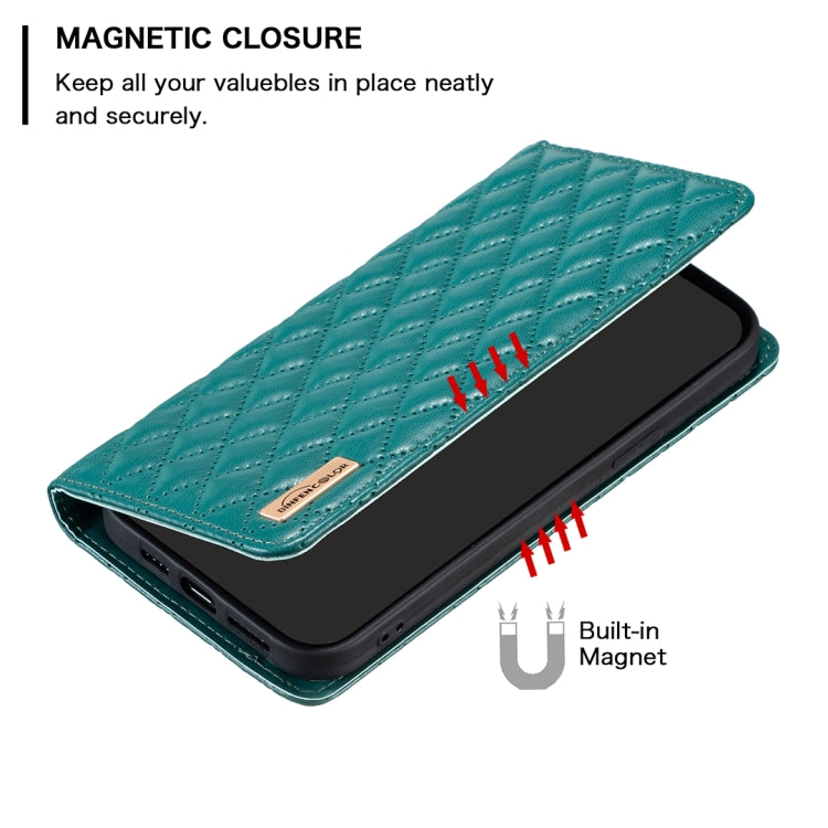 For Samsung Galaxy S25 Ultra 5G Diamond Lattice Magnetic Leather Flip Phone Case(Green) - Galaxy S25 Ultra 5G Cases by buy2fix | Online Shopping UK | buy2fix